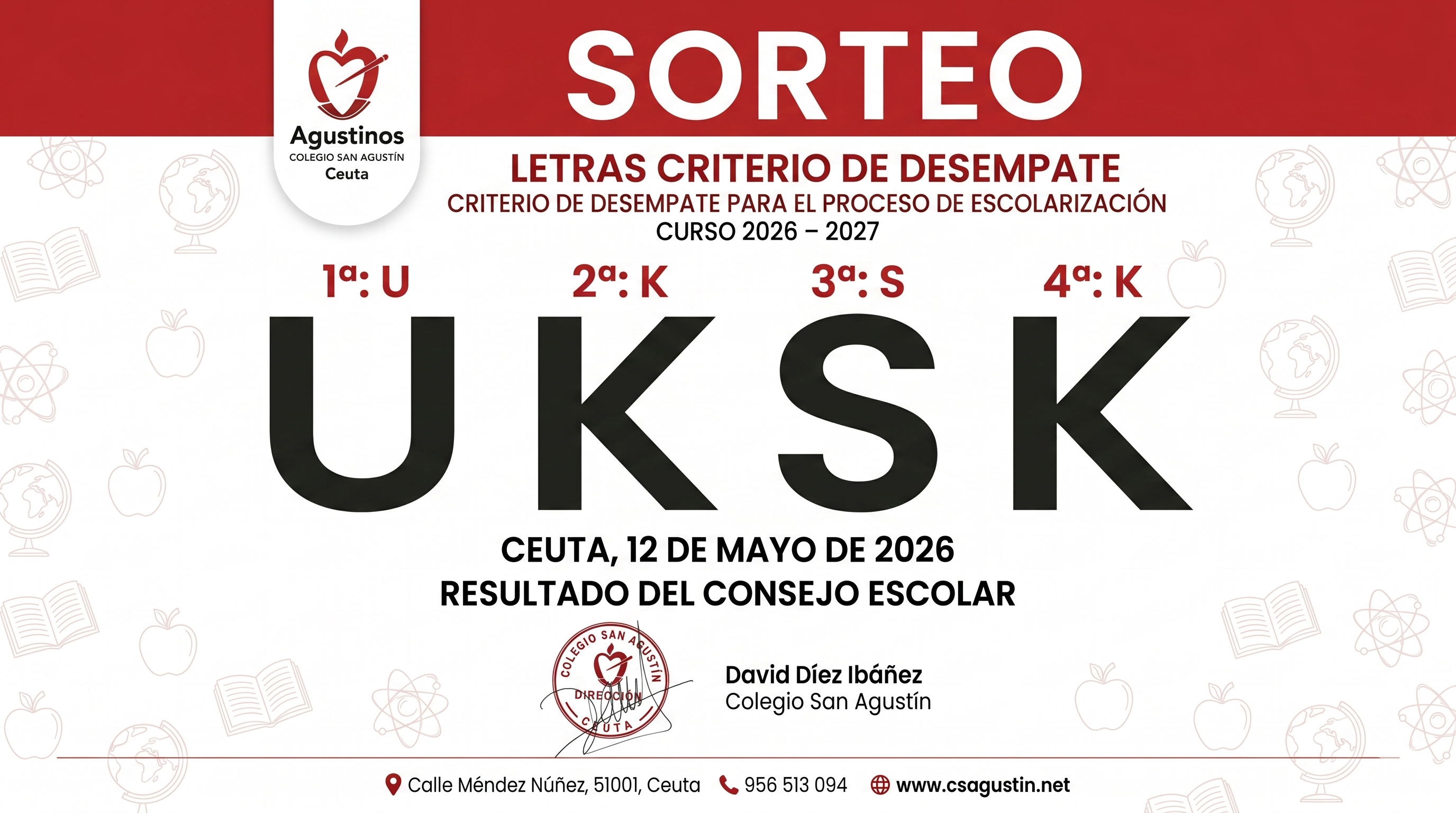 Sorteo Letras Escolarización 2026-2027