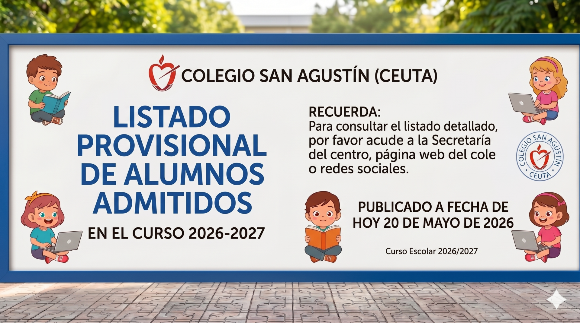 Lista Provisional de Admitidos en la Escolarización 2026-2027.